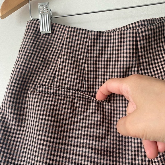 Zara Plaid High Waist Cotton Blend Pleated Shorts Side Zipper Size Medium - Picture 3 of 11